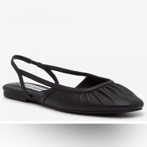 Steve Madden Alethia Minimalist Black Slingback Ballet Flats Gathered Toe Size 7